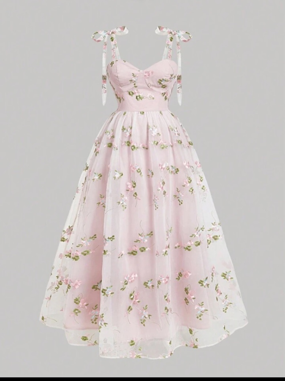 Shein Pink With Flowers Lace Maxi  Dress Bustier Style XL